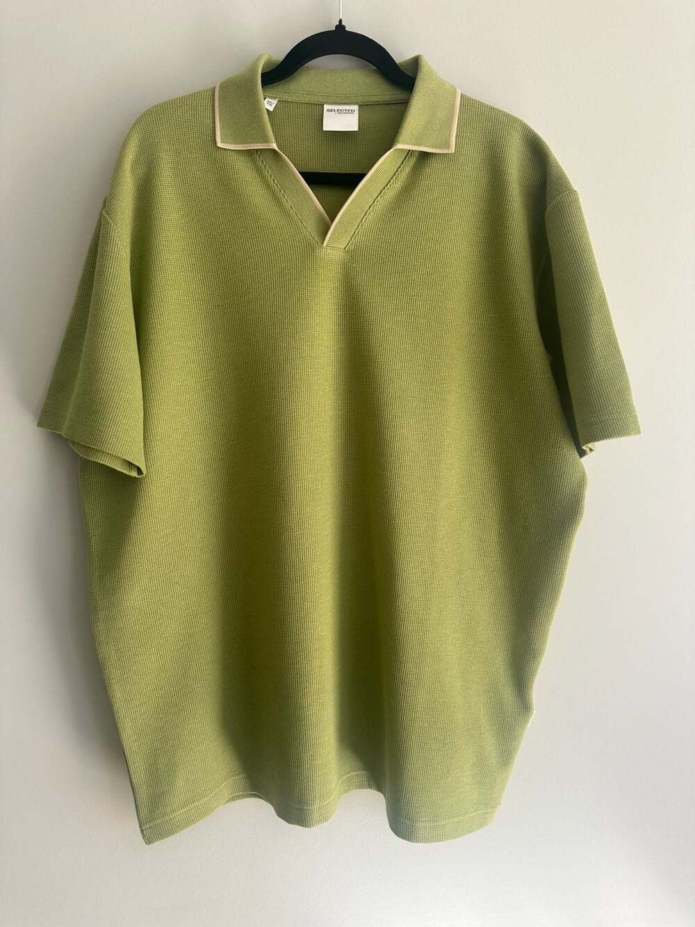 Selected Homme Waffle Knit Polo Shirt Green XXL